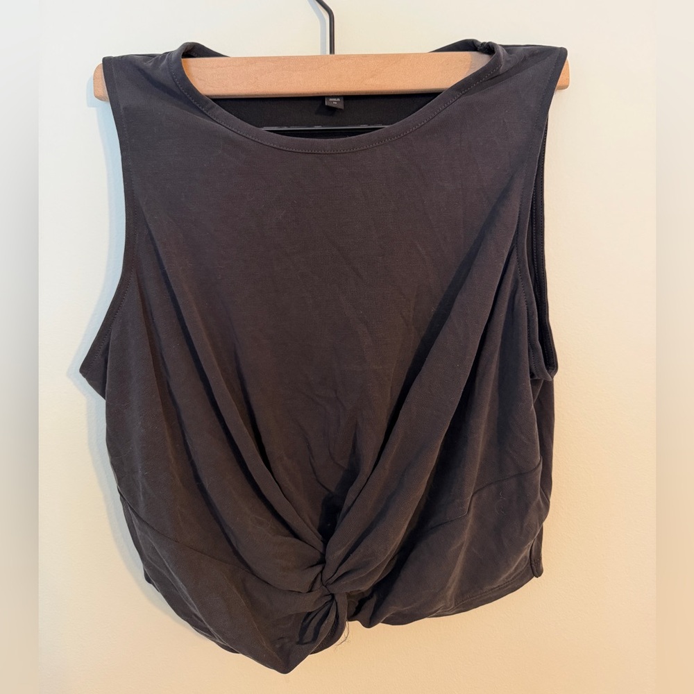 Express Charcoal Twist Front Crop Top